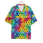 Rainbow Cubes Pattern Print Rayon Hawaiian Shirt