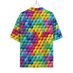 Rainbow Cubes Pattern Print Rayon Hawaiian Shirt