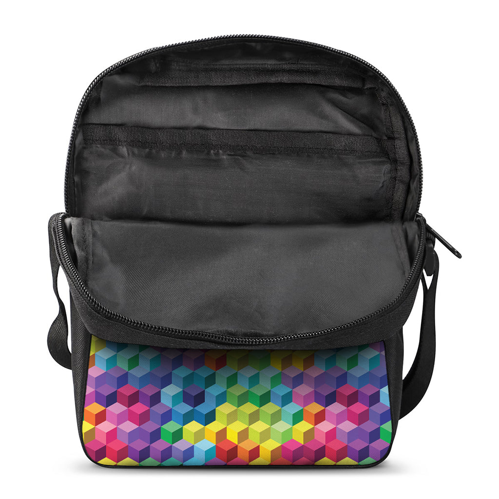 Rainbow Cubes Pattern Print Rectangular Crossbody Bag