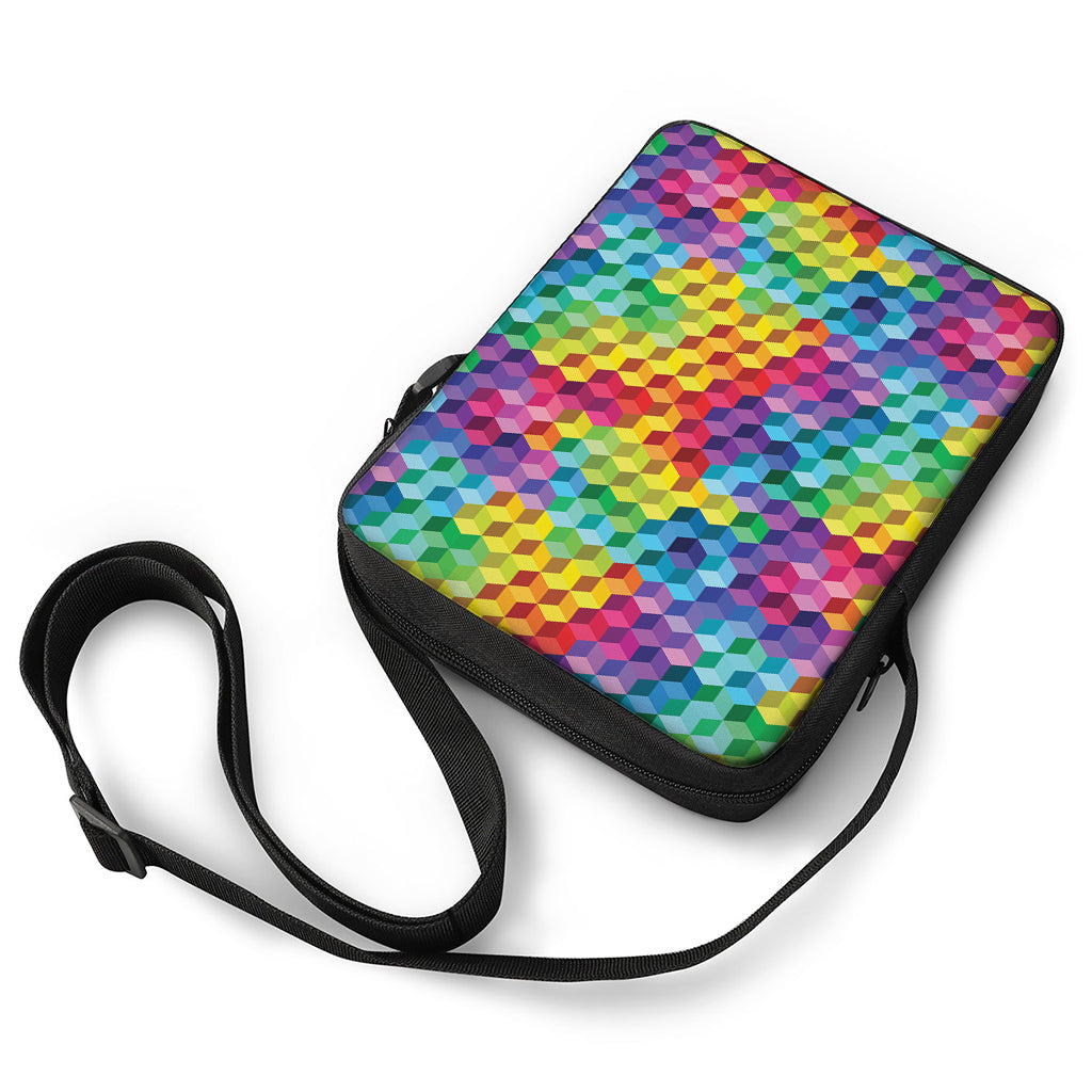 Rainbow Cubes Pattern Print Rectangular Crossbody Bag