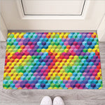 Rainbow Cubes Pattern Print Rubber Doormat