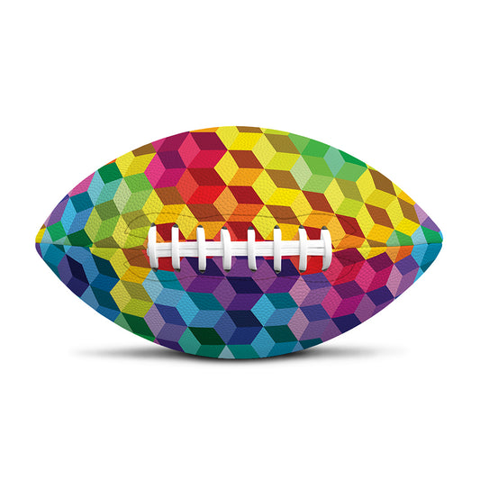 Rainbow Cubes Pattern Print Rugby Ball