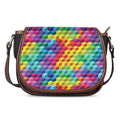Rainbow Cubes Pattern Print Saddle Bag