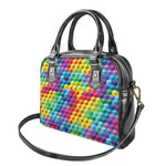 Rainbow Cubes Pattern Print Shoulder Handbag