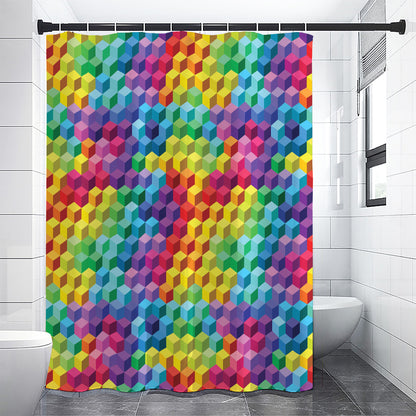 Rainbow Cubes Pattern Print Shower Curtain