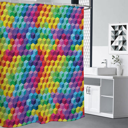 Rainbow Cubes Pattern Print Shower Curtain