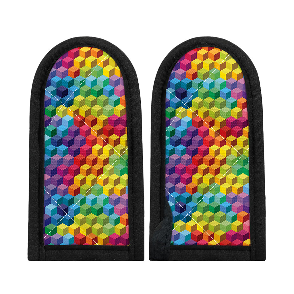 Rainbow Cubes Pattern Print Skillet Handle Cover