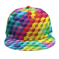 Rainbow Cubes Pattern Print Snapback Cap