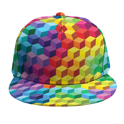 Rainbow Cubes Pattern Print Snapback Cap