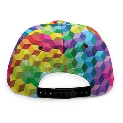 Rainbow Cubes Pattern Print Snapback Cap
