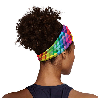 Rainbow Cubes Pattern Print Sports Headband