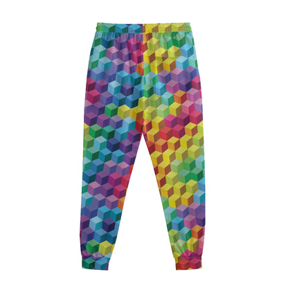 Rainbow Cubes Pattern Print Sweatpants