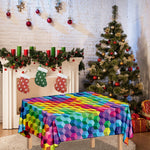 Rainbow Cubes Pattern Print Tablecloth