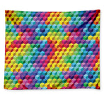 Rainbow Cubes Pattern Print Tapestry