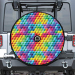 Rainbow Cubes Pattern Print Tire Cover With Camera Hole