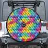 Rainbow Cubes Pattern Print Tire Cover With Camera Hole