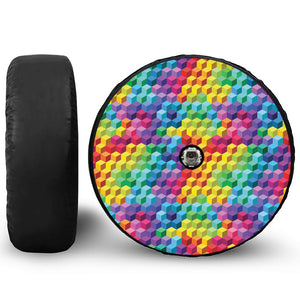 Rainbow Cubes Pattern Print Tire Cover With Camera Hole