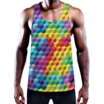 Rainbow Cubes Pattern Print Training Tank Top