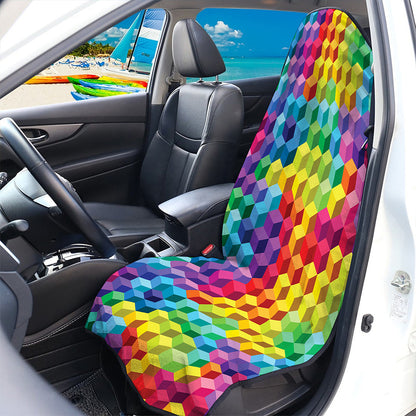 Rainbow Cubes Pattern Print Waterproof Car Seat Cover