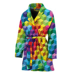 Rainbow Cubes Pattern Print Women's Bathrobe