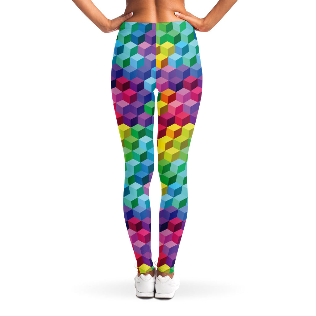 Rainbow Cubes Pattern Print Women's Leggings