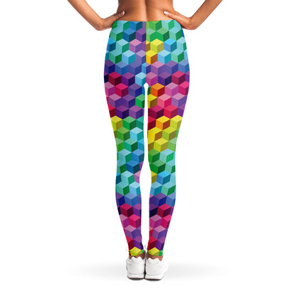 Rainbow Cubes Pattern Print Women's Leggings