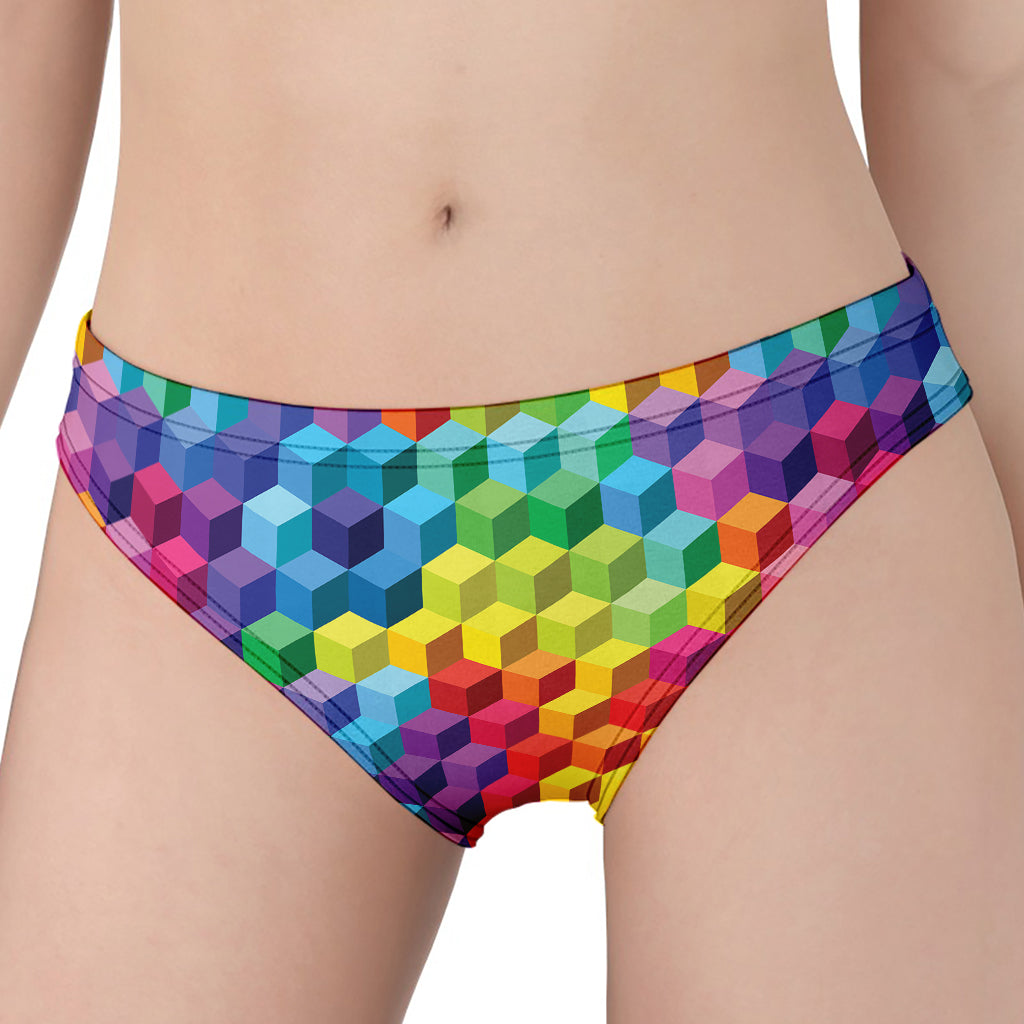 Rainbow Cubes Pattern Print Women's Panties