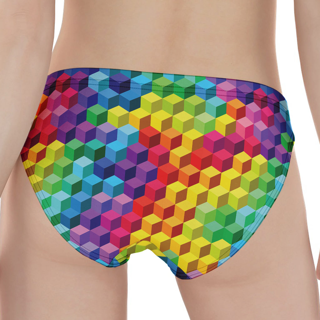 Rainbow Cubes Pattern Print Women's Panties