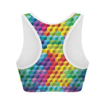 Rainbow Cubes Pattern Print Women's Sports Bra