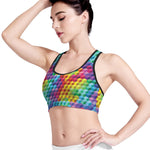 Rainbow Cubes Pattern Print Women's Sports Bra