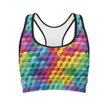 Rainbow Cubes Pattern Print Women's Sports Bra