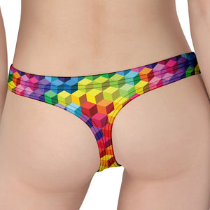 Rainbow Cubes Pattern Print Women's Thong