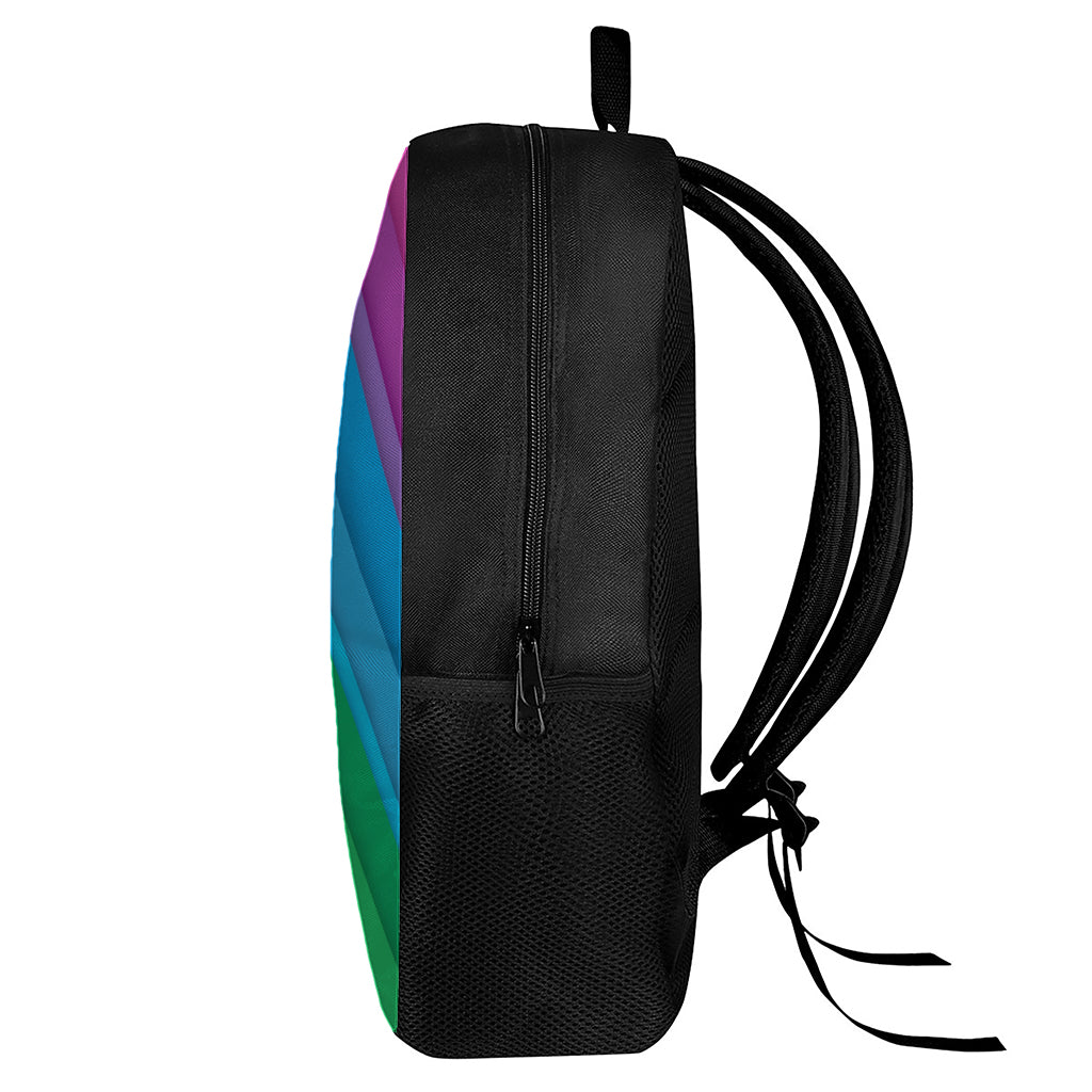 Rainbow Diagonal Lines Pattern Print 17 Inch Backpack