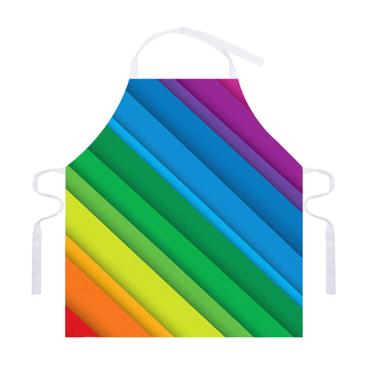 Rainbow Diagonal Lines Pattern Print Adjustable Apron