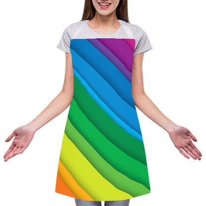 Rainbow Diagonal Lines Pattern Print Adjustable Apron