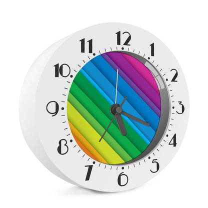 Rainbow Diagonal Lines Pattern Print Alarm Clock