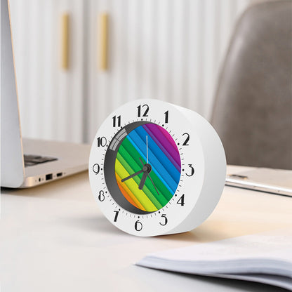 Rainbow Diagonal Lines Pattern Print Alarm Clock
