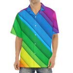 Rainbow Diagonal Lines Pattern Print Aloha Shirt