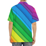 Rainbow Diagonal Lines Pattern Print Aloha Shirt