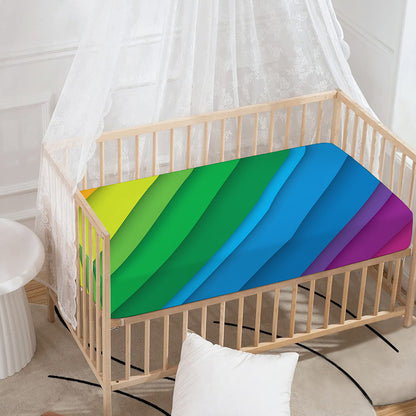 Rainbow Diagonal Lines Pattern Print Baby Crib Sheet