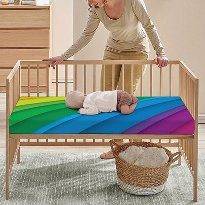 Rainbow Diagonal Lines Pattern Print Baby Crib Sheet
