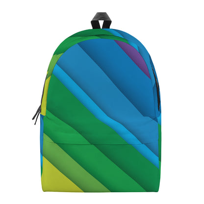 Rainbow Diagonal Lines Pattern Print Backpack