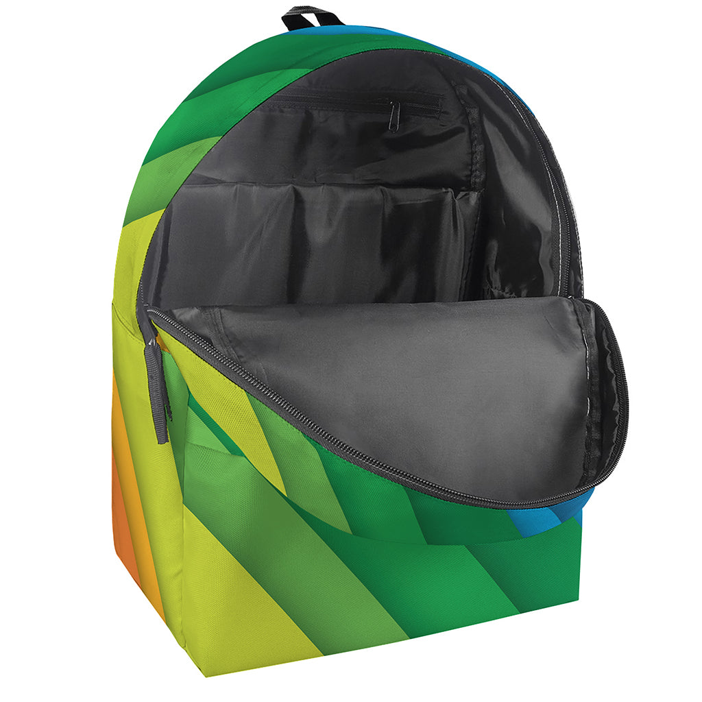 Rainbow Diagonal Lines Pattern Print Backpack