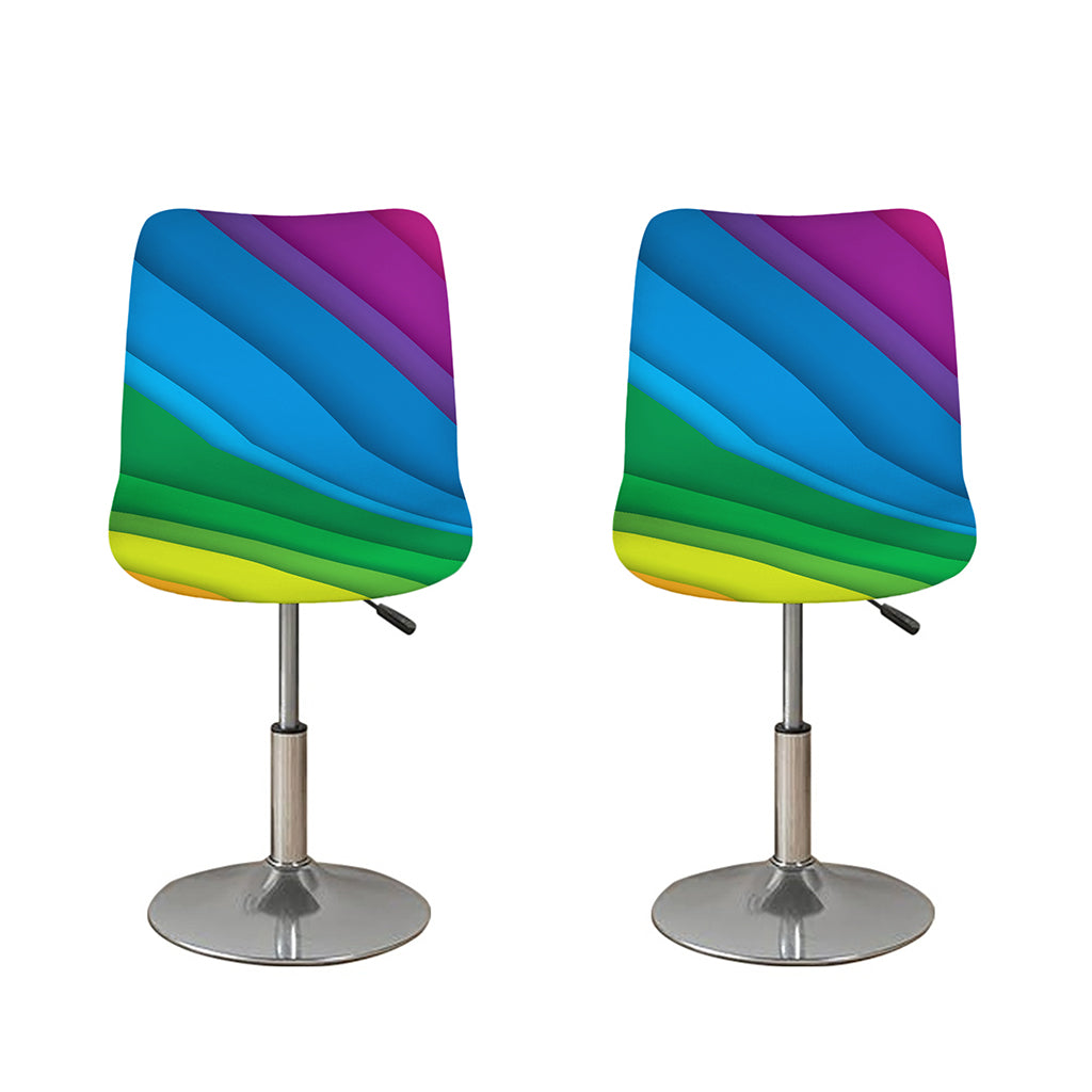 Rainbow Diagonal Lines Pattern Print Bar Stool Covers