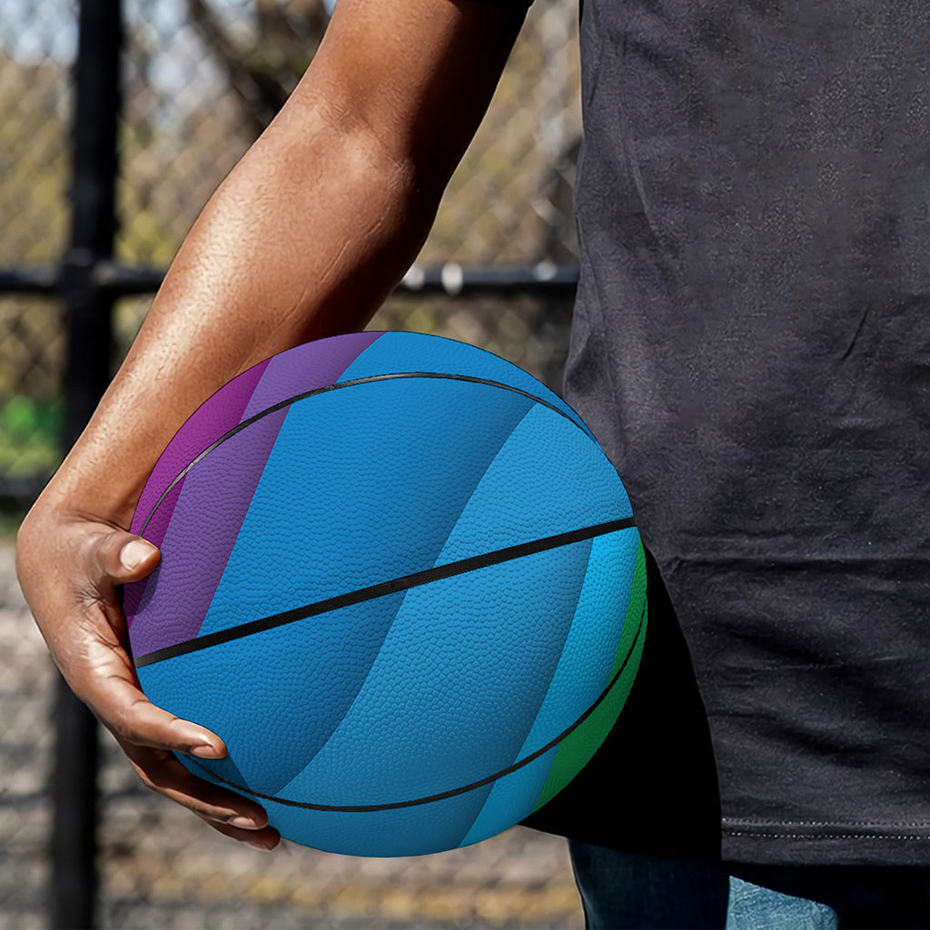 Rainbow Diagonal Lines Pattern Print Basketball