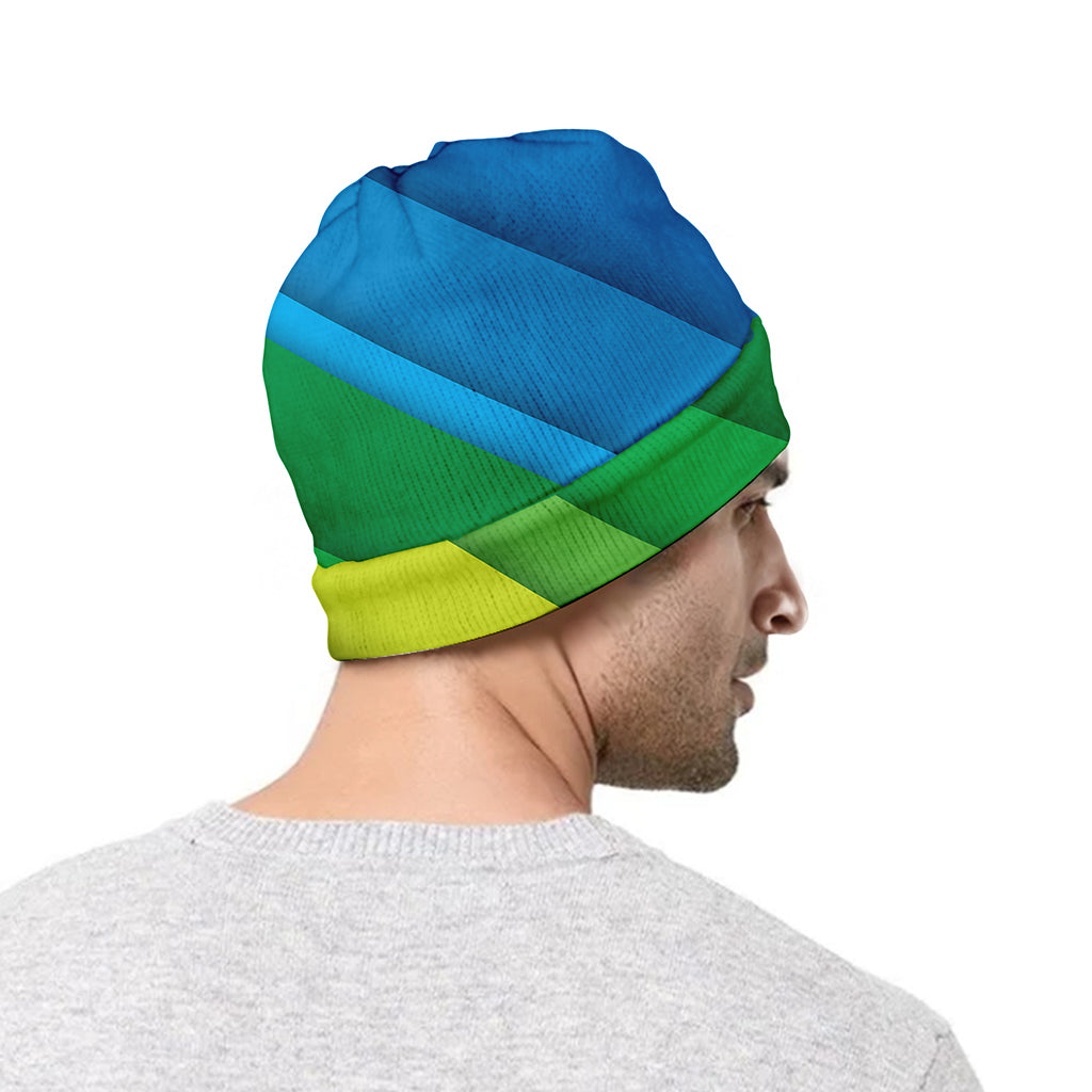 Rainbow Diagonal Lines Pattern Print Beanie