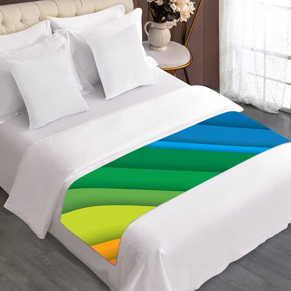 Rainbow Diagonal Lines Pattern Print Bed Runner