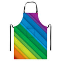 Rainbow Diagonal Lines Pattern Print Bib Apron With Pocket