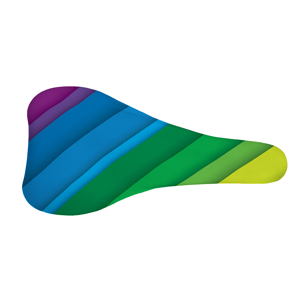 Rainbow Diagonal Lines Pattern Print Bicycle Seat Cover