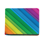 Rainbow Diagonal Lines Pattern Print Bifold Wallet